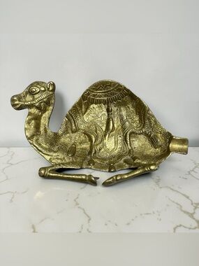 VTG Brass CAMEL  Ashtray Incense Holder Trinket Dish Boho Decor 6.5"
